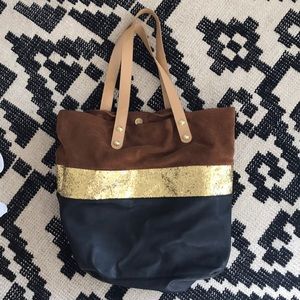 Leather and gold glitter Steve Madden bag
